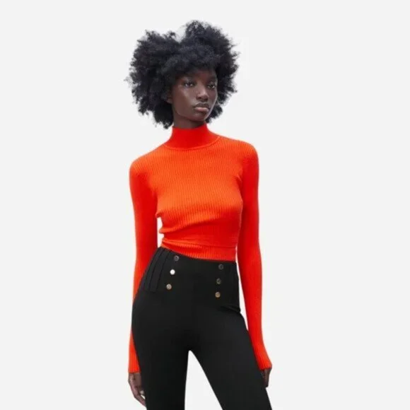 NWT ZARA High Rise Legging Embellished Gold Buttons Black XS #A1279 - Picture 2 of 13